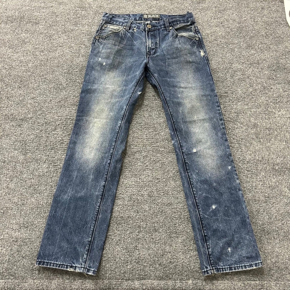 Ecko Unltd Jeans Mens Size 32 Blue Distressed Straight Leg Streetwear Denim